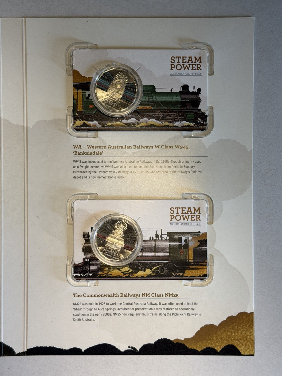 Australia 2022 50c Fifty Cents Stream Power Rail Heritage RAM Set 7x Coins