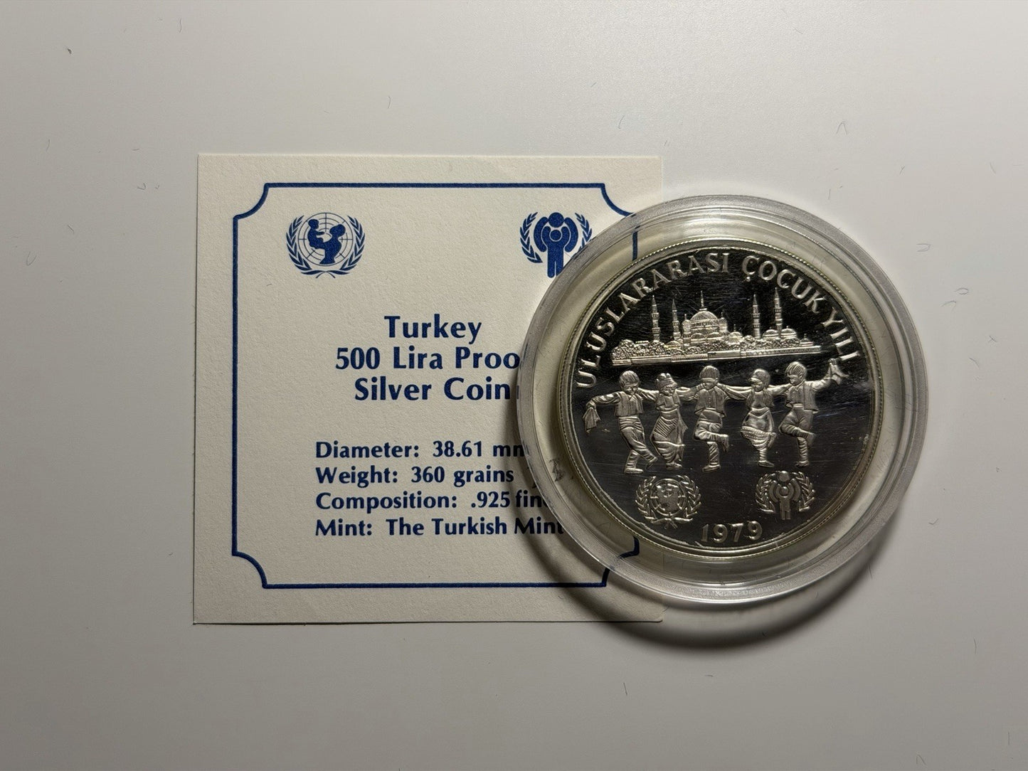 Turkey 1979 500 Five Hundred Lira Year of the Child Silver Proof Coin