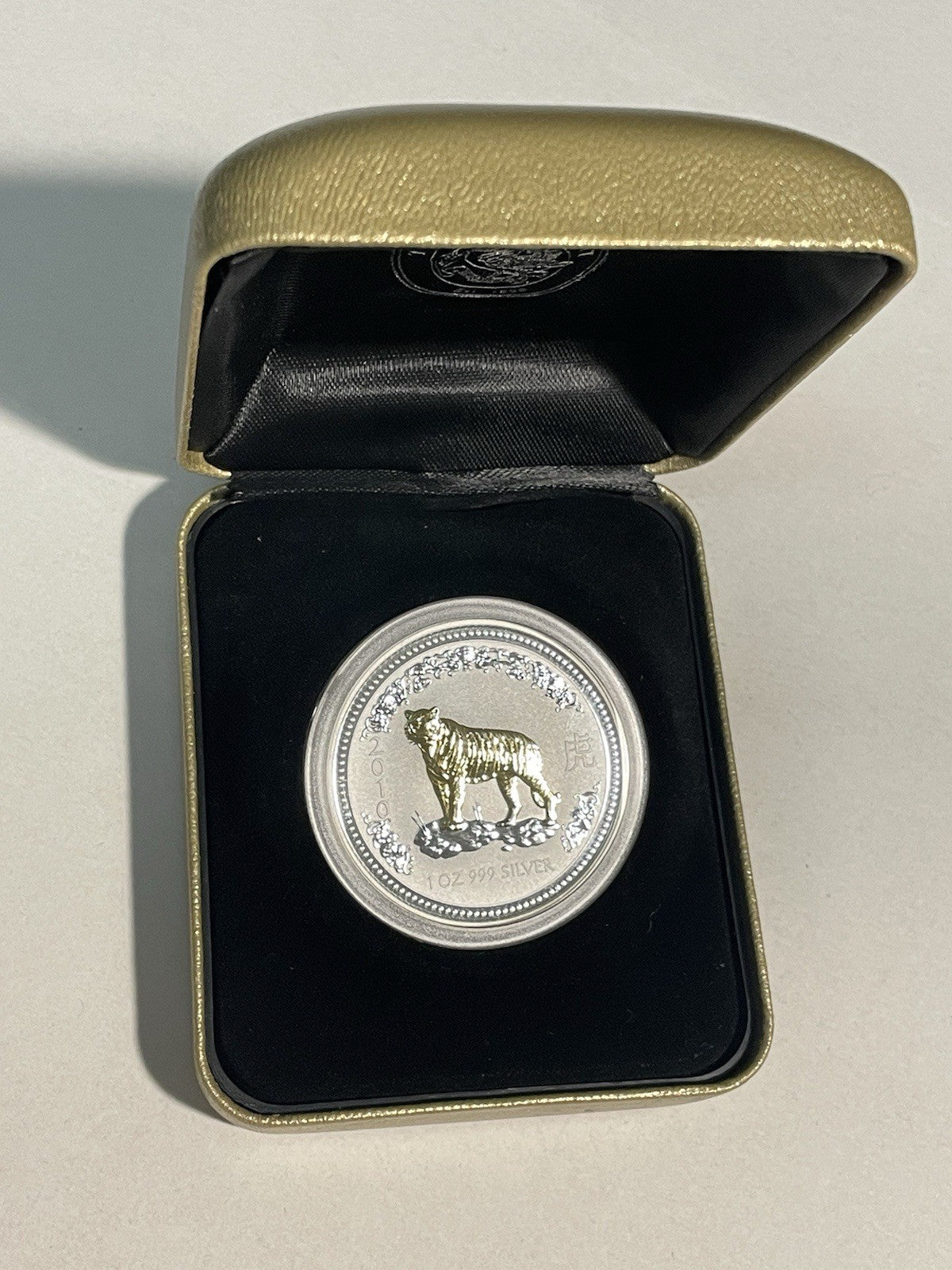 Australia 2010 (2007) Gilded Tiger 1oz 999 Silver $1 Coin Perth Mint Scarce