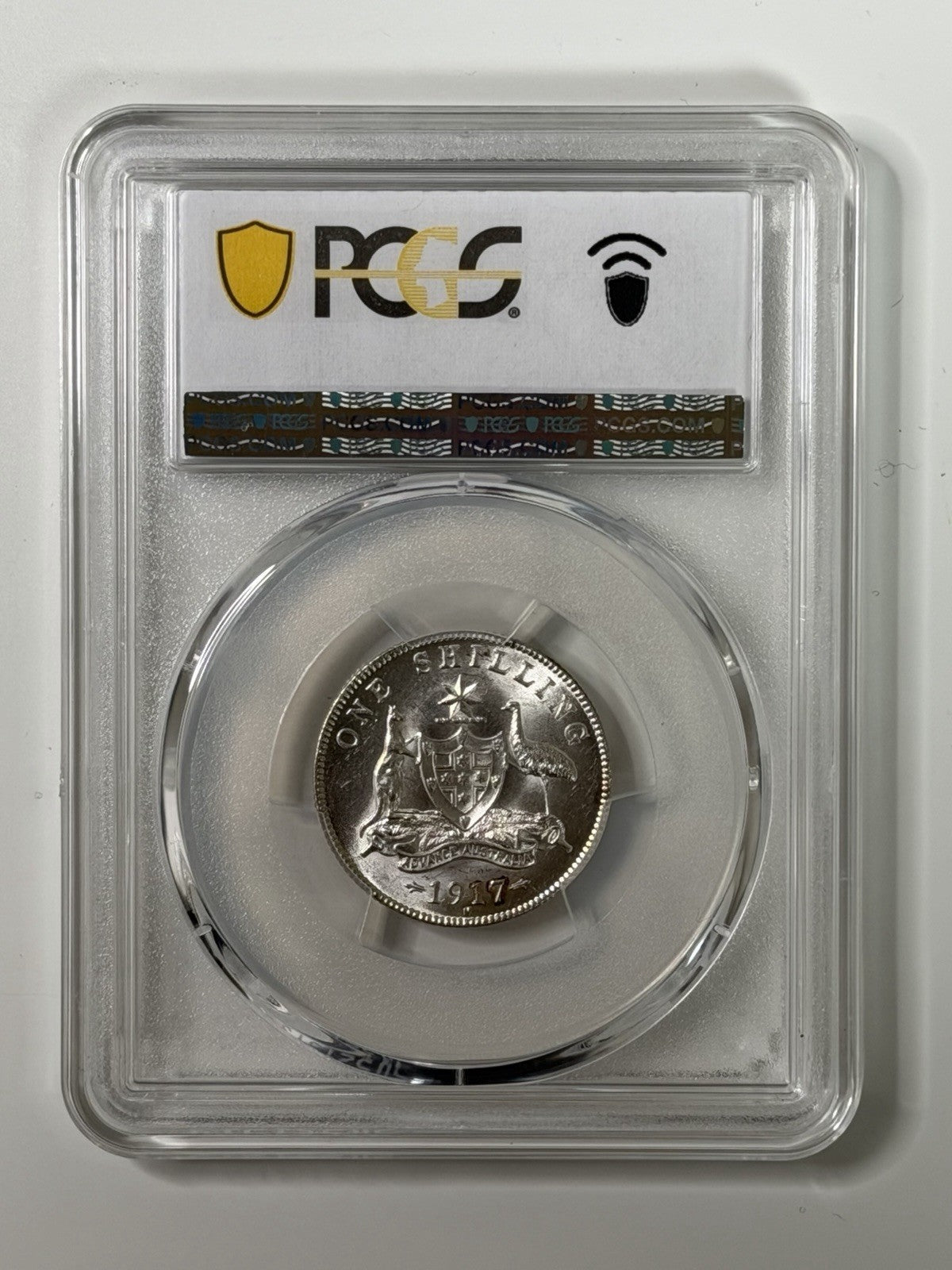 Australia 1917 One Shilling 1/- PCGS Graded MS63 KGV UNC Silver Coin