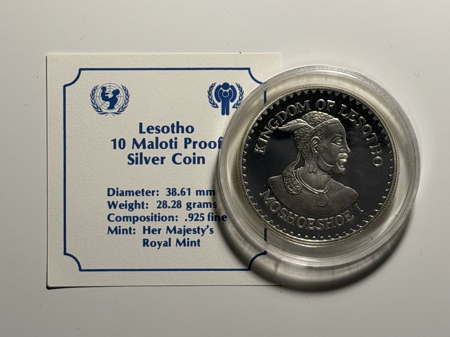 Lesotho 1979 10 Ten Maloti Year of the Child Silver Proof Coin