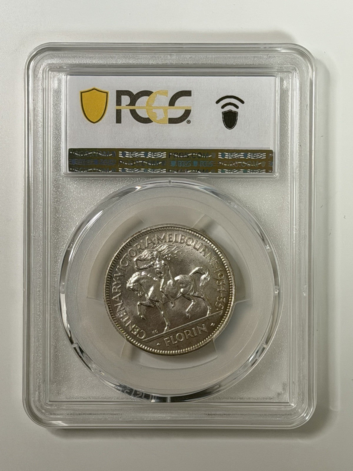 Australia 1934-35 Melbourne Centenary Florin 2/- PCGS Graded MS63 Silver Coin