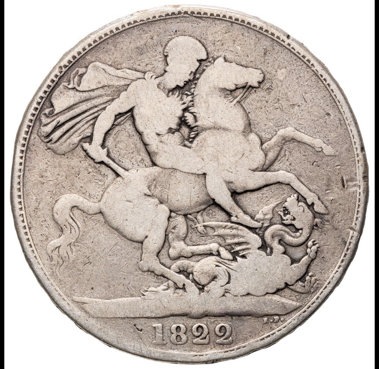 Great Britain UK 1822 Crown Five Shillings 5/- George IV Silver Coin VG Scarce