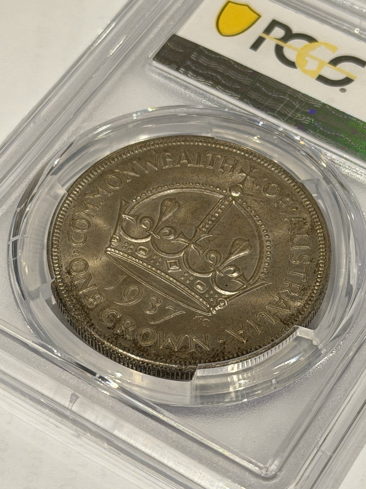 Australia 1937 Crown 5/- Five Shillings PCGS Graded MS63 Large Silver Coin