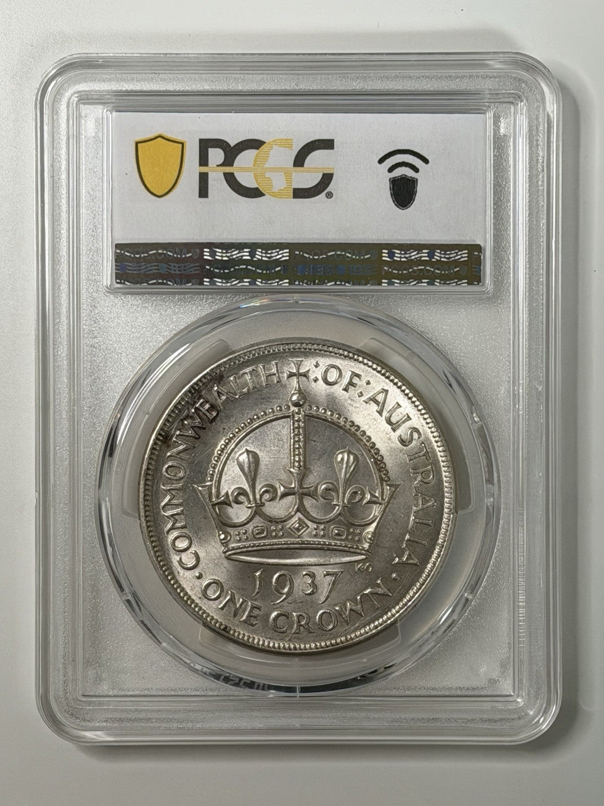 Australia 1937 Crown 5/- “Dot Under i” Variety PCGS Graded MS61 UNC Silver Coin