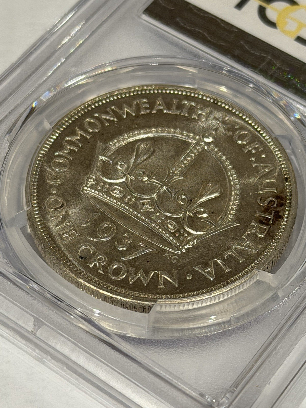 Australia 1937 Crown 5/- Five Shillings PCGS Graded MS62 Large Silver Coin