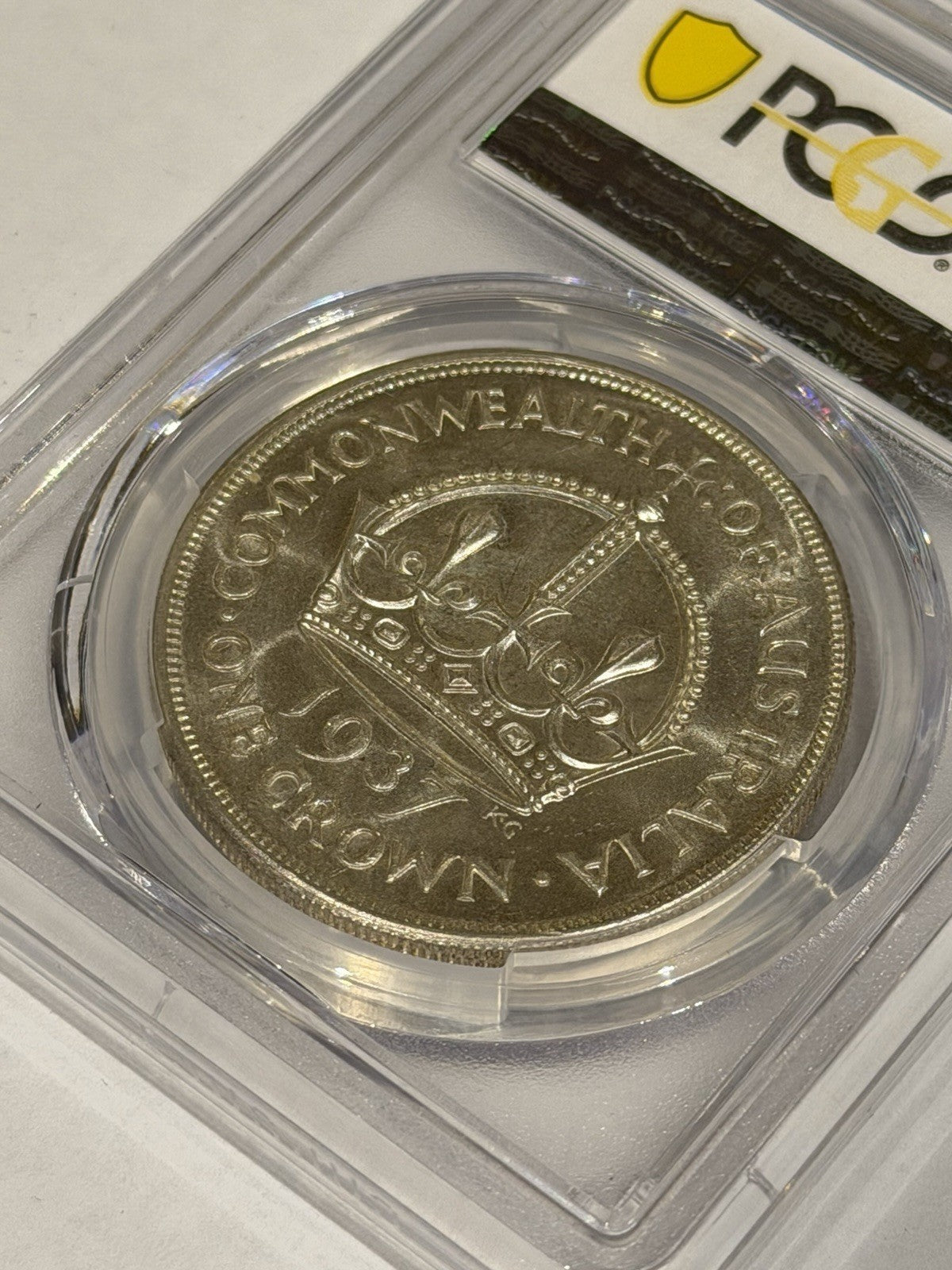 Australia 1937 Crown 5/- Five Shillings PCGS Graded MS63 Large Silver Coin