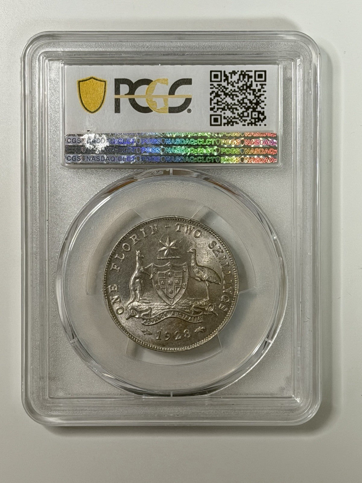 Australia 1928(m) Florin 2/- Two Shillings 92.5% Silver PCGS Graded MS64 Coin