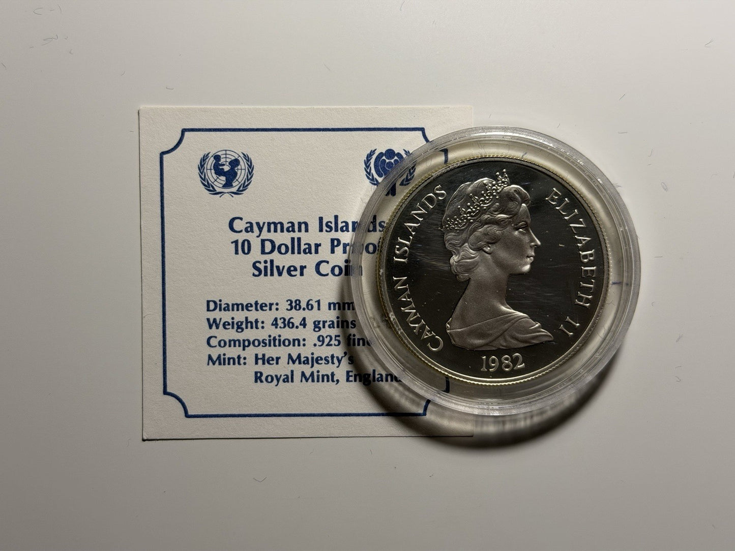 Cayman Islands 1982 10 Ten Dollars Year of the Child Silver Proof Coin