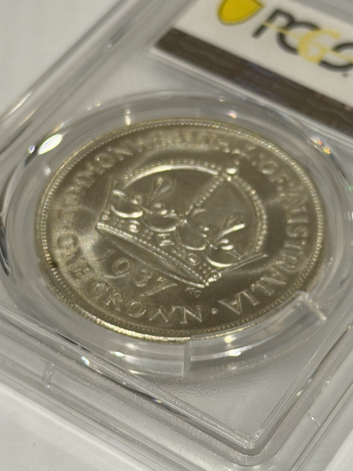 Australia 1937 Crown 5/- Five Shillings PCGS Graded MS63 Large Silver Coin