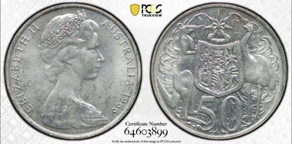 Australia 1966 Round 50c Fifty Cent PCGS Graded MS65 GEM 80% Silver Coin