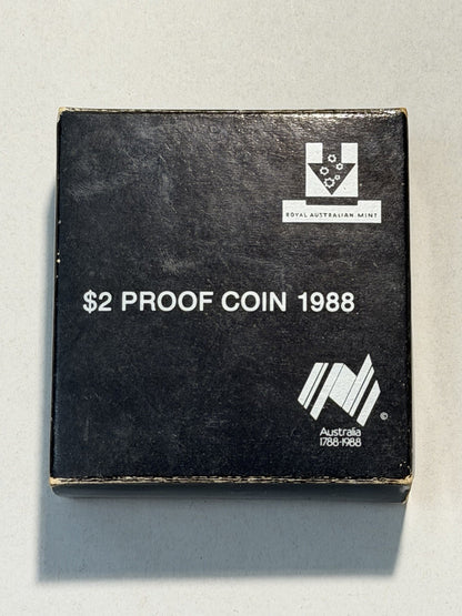 Australia 1988 $2 Two Dollars Silver  Proof Coin First Year Issue in RAM Case