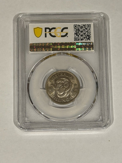 Australia 1959(m) Shilling 1/- PCGS Graded MS63 UNC Silver Coin