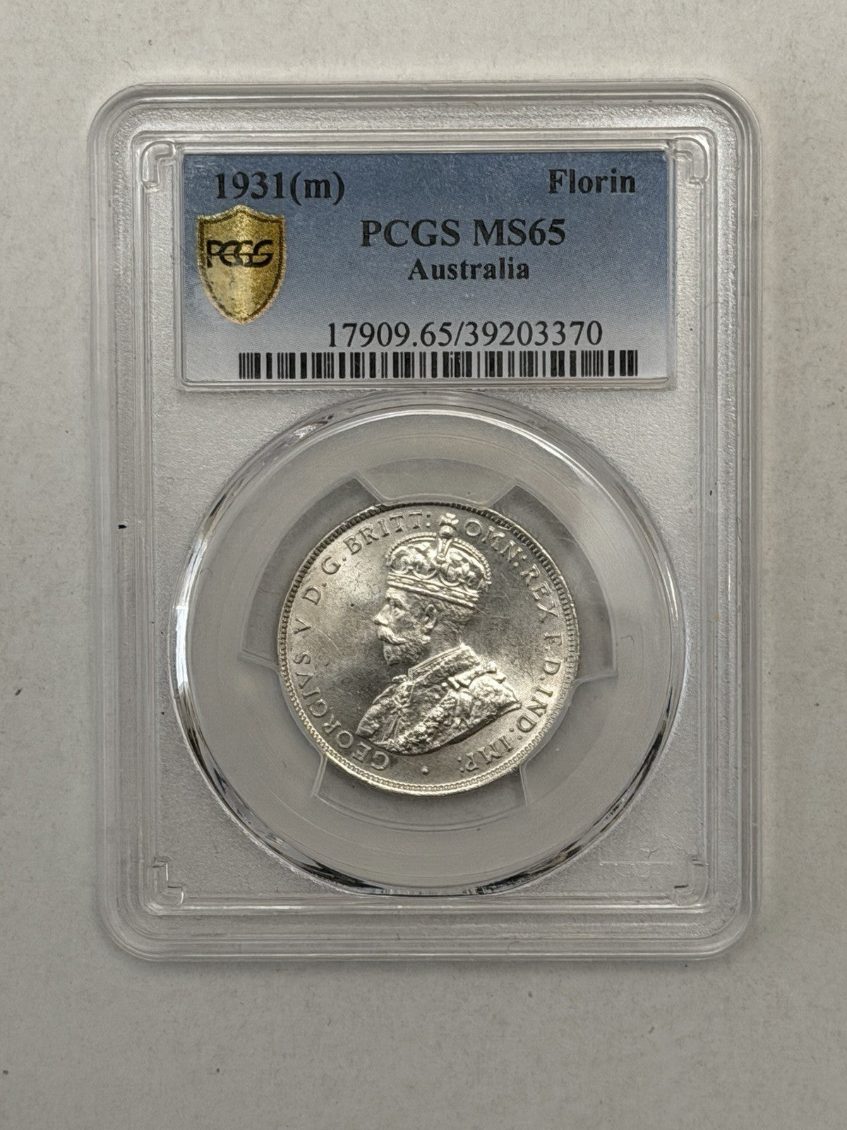 Australia 1931(m) Florin 2/- Two Shillings 92.5% Silver PCGS Graded MS65 Coin