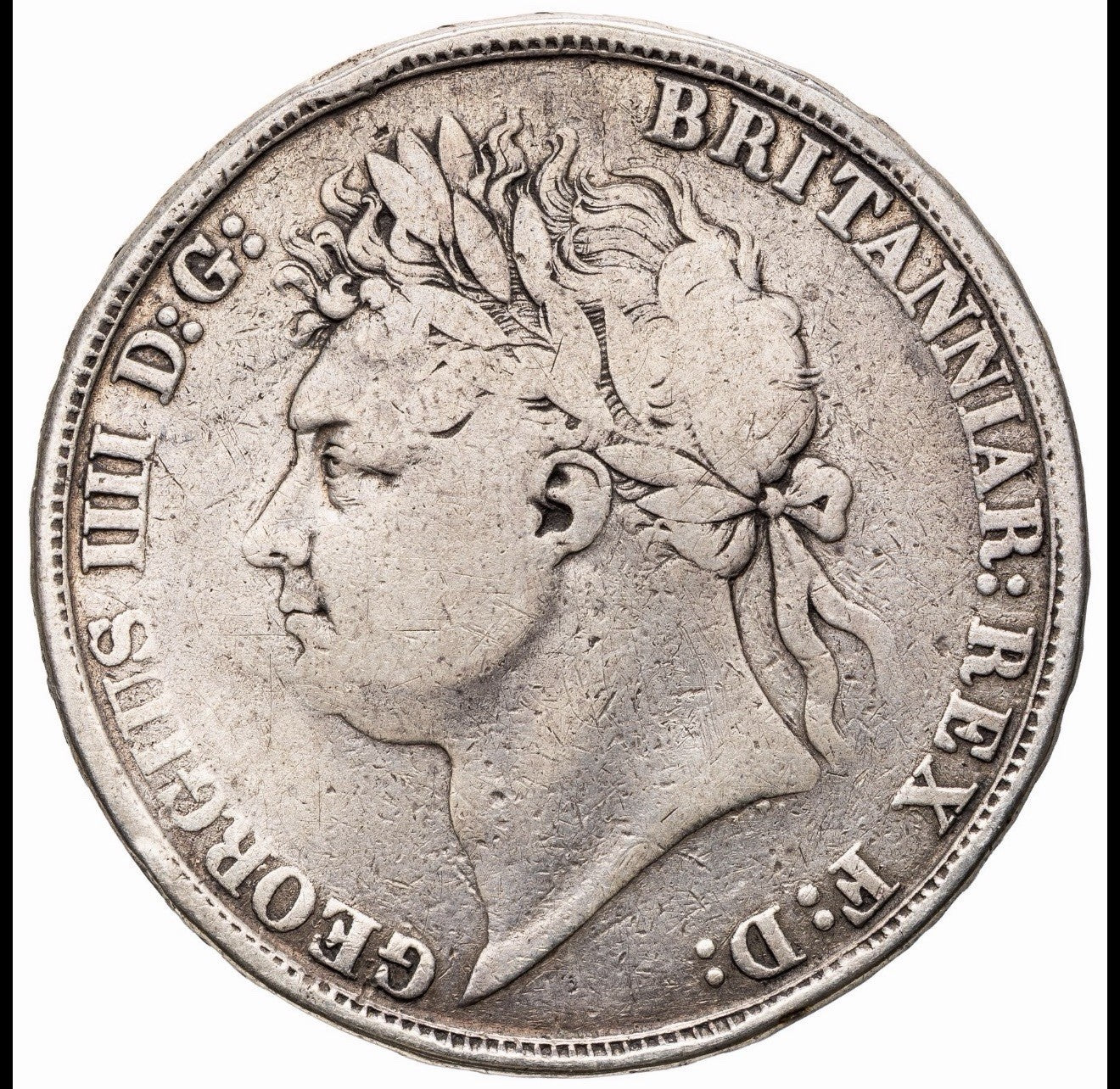 Great Britain UK 1822 Crown Five Shillings 5/- George IV Silver Coin VG Scarce