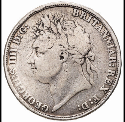 Great Britain UK 1822 Crown Five Shillings 5/- George IV Silver Coin VG Scarce