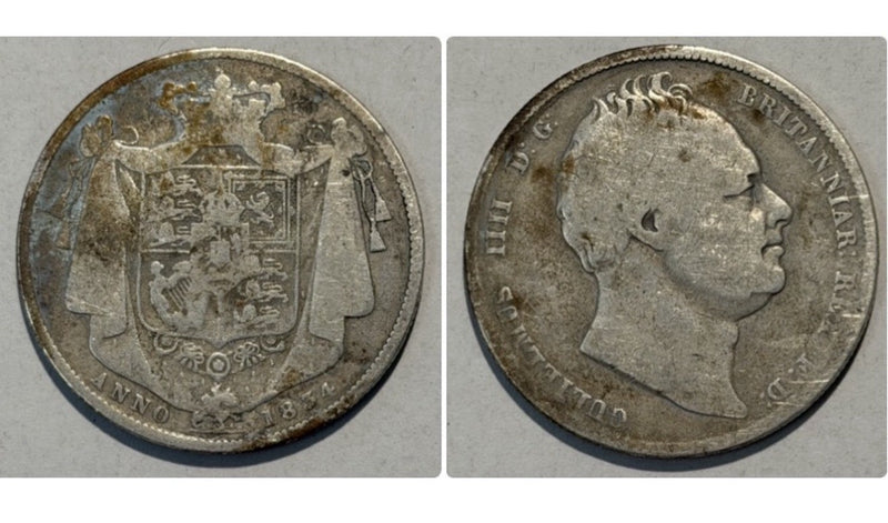 United Kingdom UK 1834 Half Crown 2/6 William IV Fine Silver Coin
