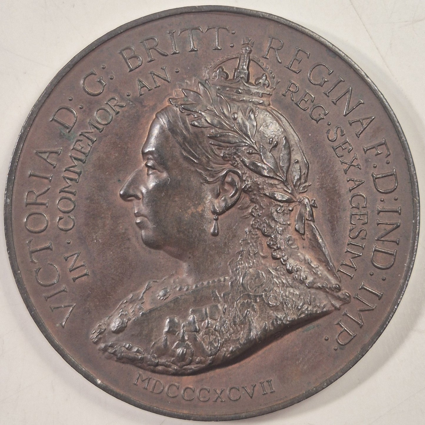 UK 1897 Queen Victoria The Royal Family 51mm Copper Medal BHM 3512 By Bowcher