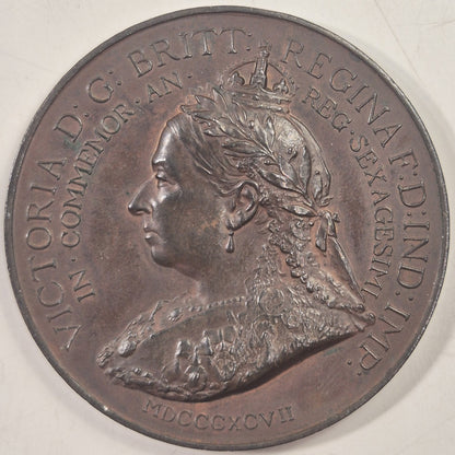 UK 1897 Queen Victoria The Royal Family 51mm Copper Medal BHM 3512 By Bowcher
