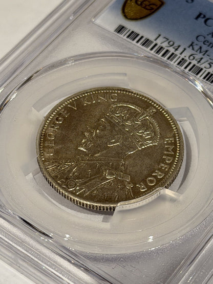 Australia 1934-35 Melbourne Centenary Florin 2/- PCGS Graded MS64 Silver Coin