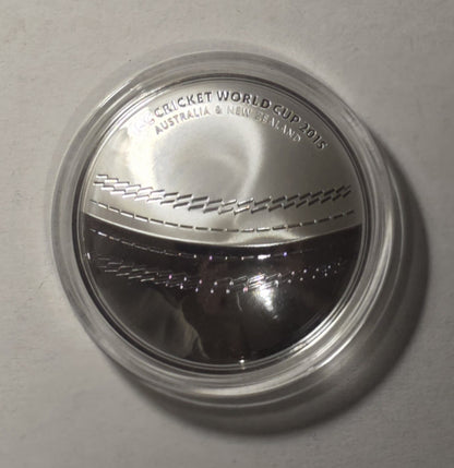 Australia 2015 $5 ICC Cricket World Cup Aus & NZ 1oz Silver Proof Domed Coin