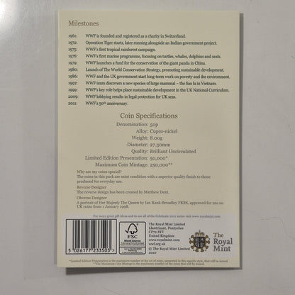 2011 Royal Mint UK GB World Wildlife Fund WWF BU 50p Pence Coin