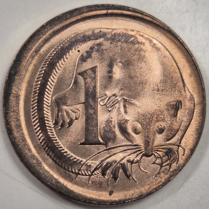 Australia Error 1966 1c One Cent Broadstrike Uncirculated Mint Red