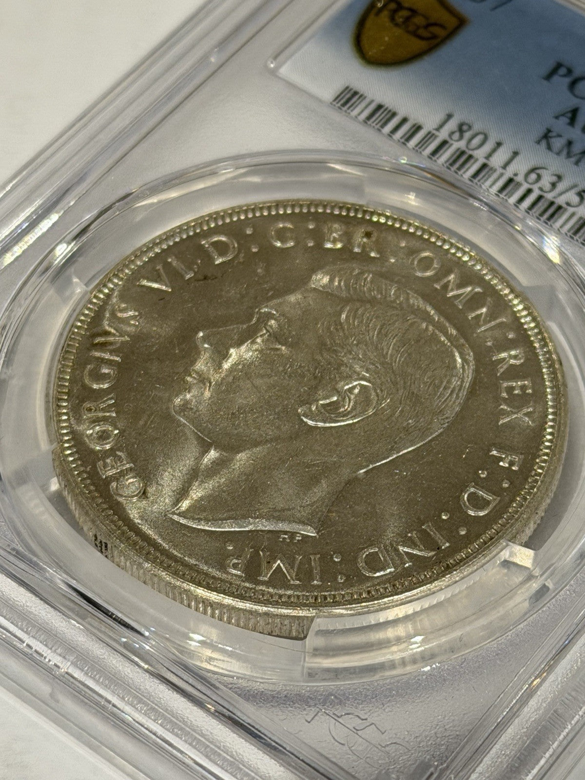 Australia 1937 Crown 5/- Five Shillings PCGS Graded MS63 Large Silver Coin