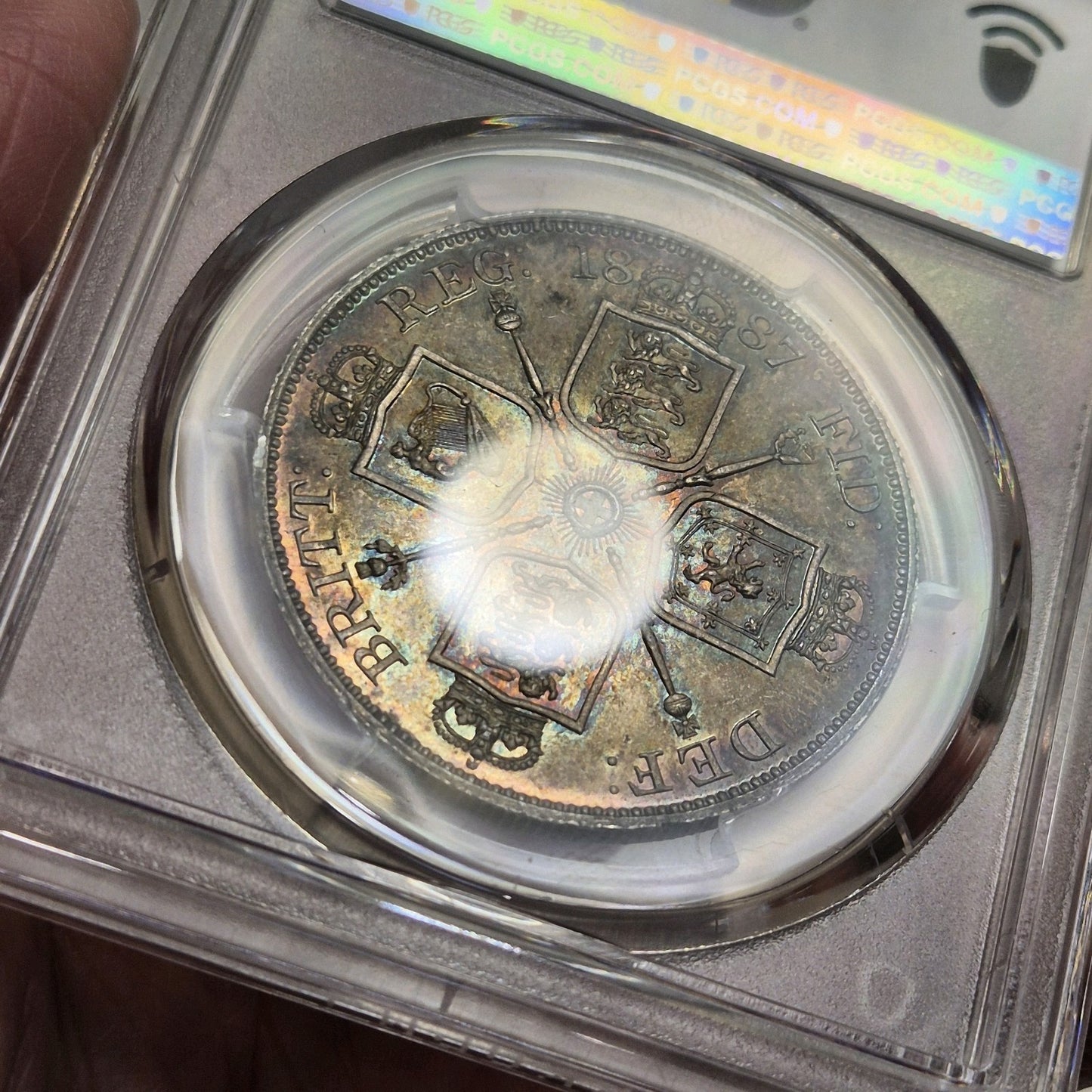 GB UK Silver Coin 1887 Victoria Double Florin PCGS MS63 Choice Unc Toned