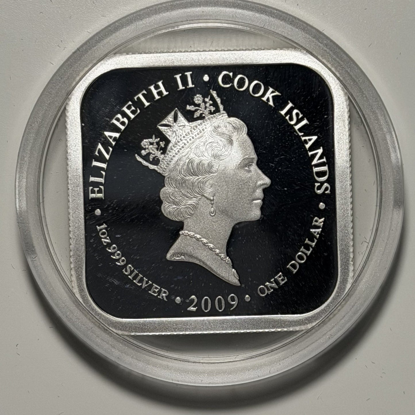 Cook Islands 2009 Cook's Cottage $1 1oz 999 Square Coloured Silver Proof
