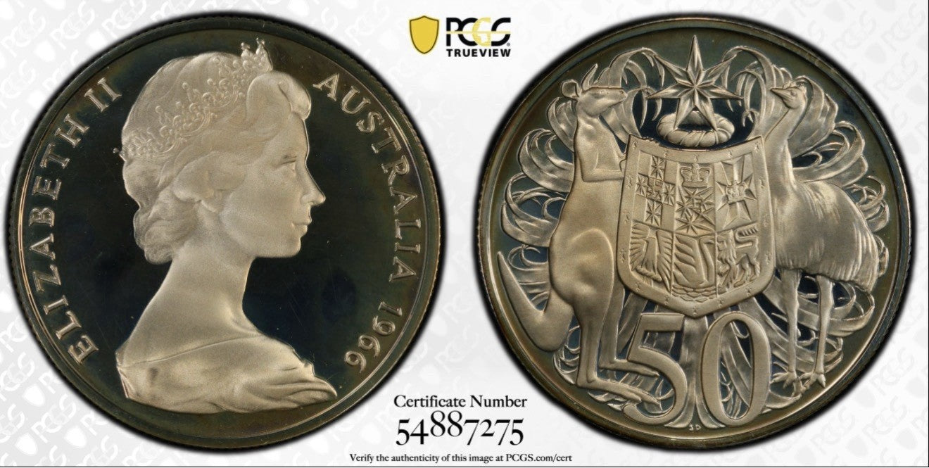 Australia 1966 50c Fifty Cents Silver Proof PCGS Graded PR69DCAM FDC
