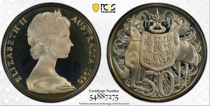 Australia 1966 50c Fifty Cents Silver Proof PCGS Graded PR69DCAM FDC