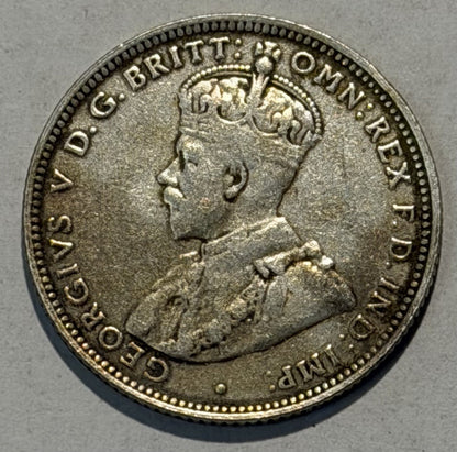 Australia 1913 One Shilling 1/- Fine F Silver Coin KGV