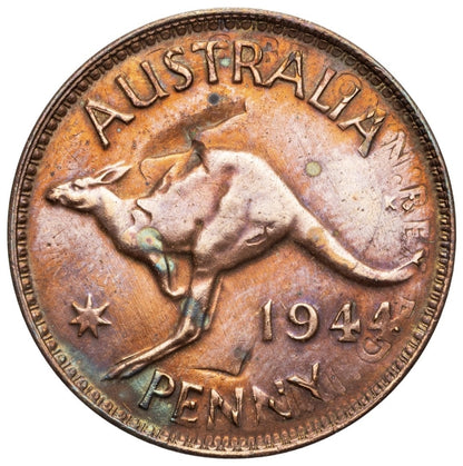 Australia 1944(m) Penny Flipover Double Strike Error Coin Extremely Rare