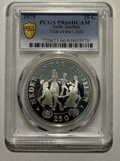 Neth-Antilles 1979 Year of the Child 25G Gulden PCGS Graded PR66DCAM Silver Coin