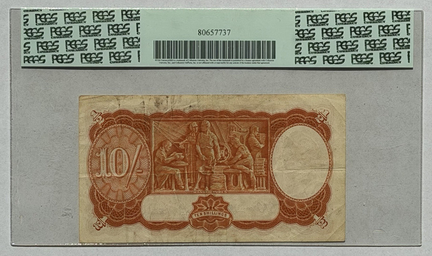 Australia 1942 Ten Shillings Armitage/Mcfarlane PCGS VF25 Banknote OGH Slab
