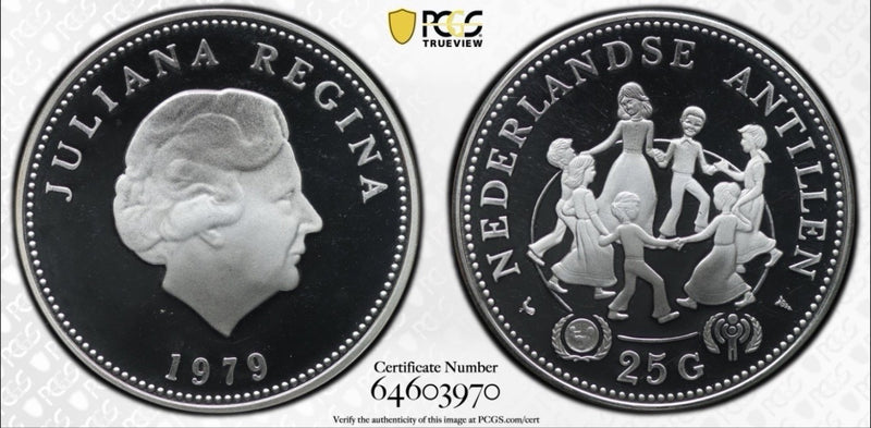 Neth-Antilles 1979 Year of the Child 25G Gulden PCGS Graded PR66DCAM Silver Coin