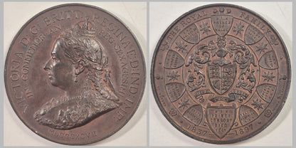 UK 1897 Queen Victoria The Royal Family 51mm Copper Medal BHM 3512 By Bowcher