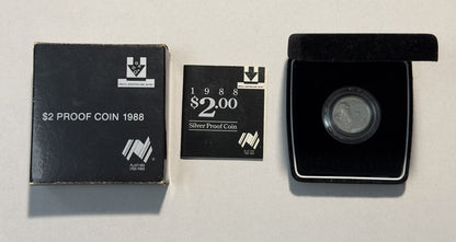 Australia 1988 $2 Two Dollars Silver  Proof Coin First Year Issue in RAM Case