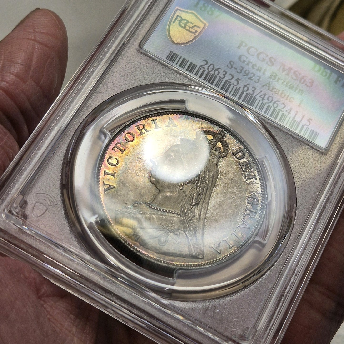 GB UK Silver Coin 1887 Victoria Double Florin PCGS MS63 Choice Unc Toned