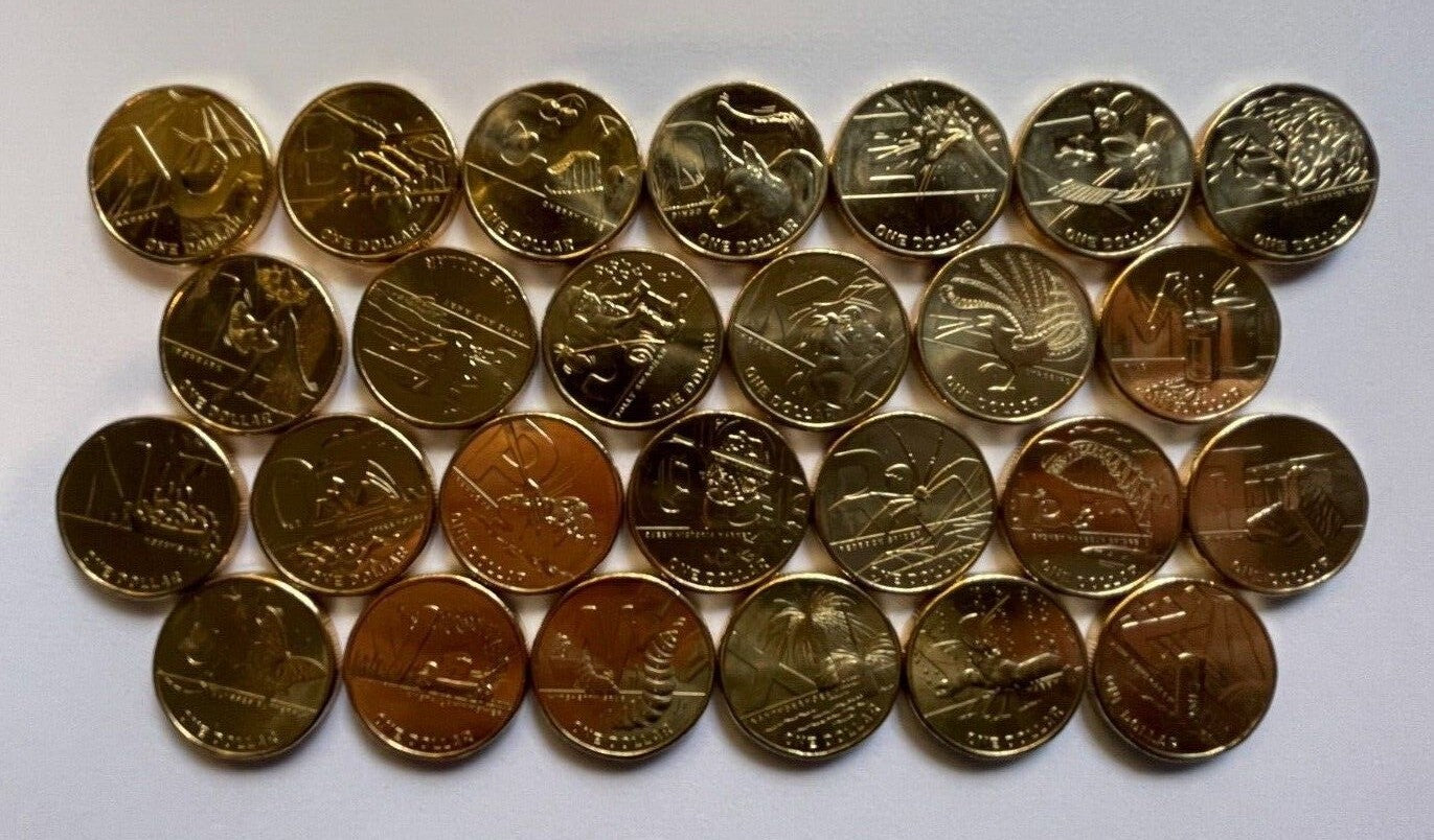 UNC 2021 Great Aussie Coin Hunt $1 Alphabet Set 26 Coins A-Z From Security Roll