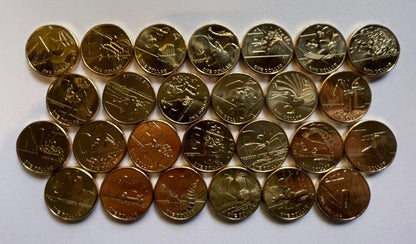UNC 2021 Great Aussie Coin Hunt $1 Alphabet Set 26 Coins A-Z From Security Roll