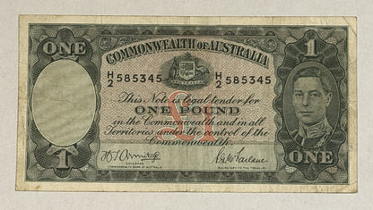 Commonwealth of Australia 1942 £1 One Pound Armitage/McFarlane Paper Banknote VF