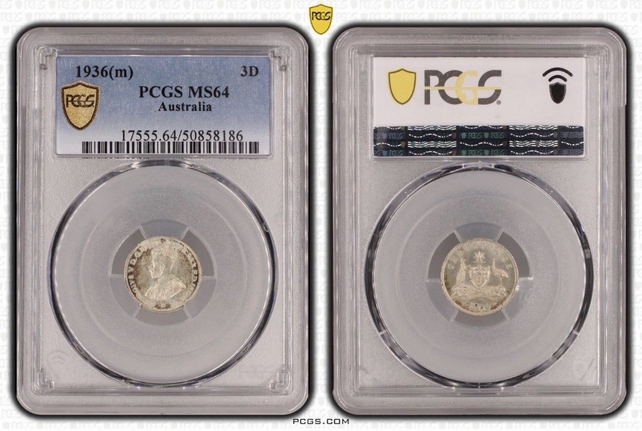 Australia 1936(m) 3d Threepence PCGS Graded MS64 UNC Silver Coin