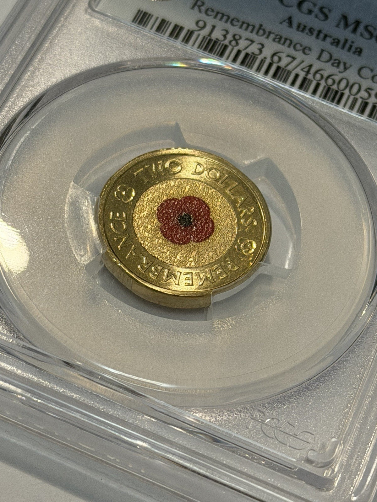 Australia 2022 $2 C Mint Mark Red Remembrance Poppy PCGS Graded MS67 UNC Coin