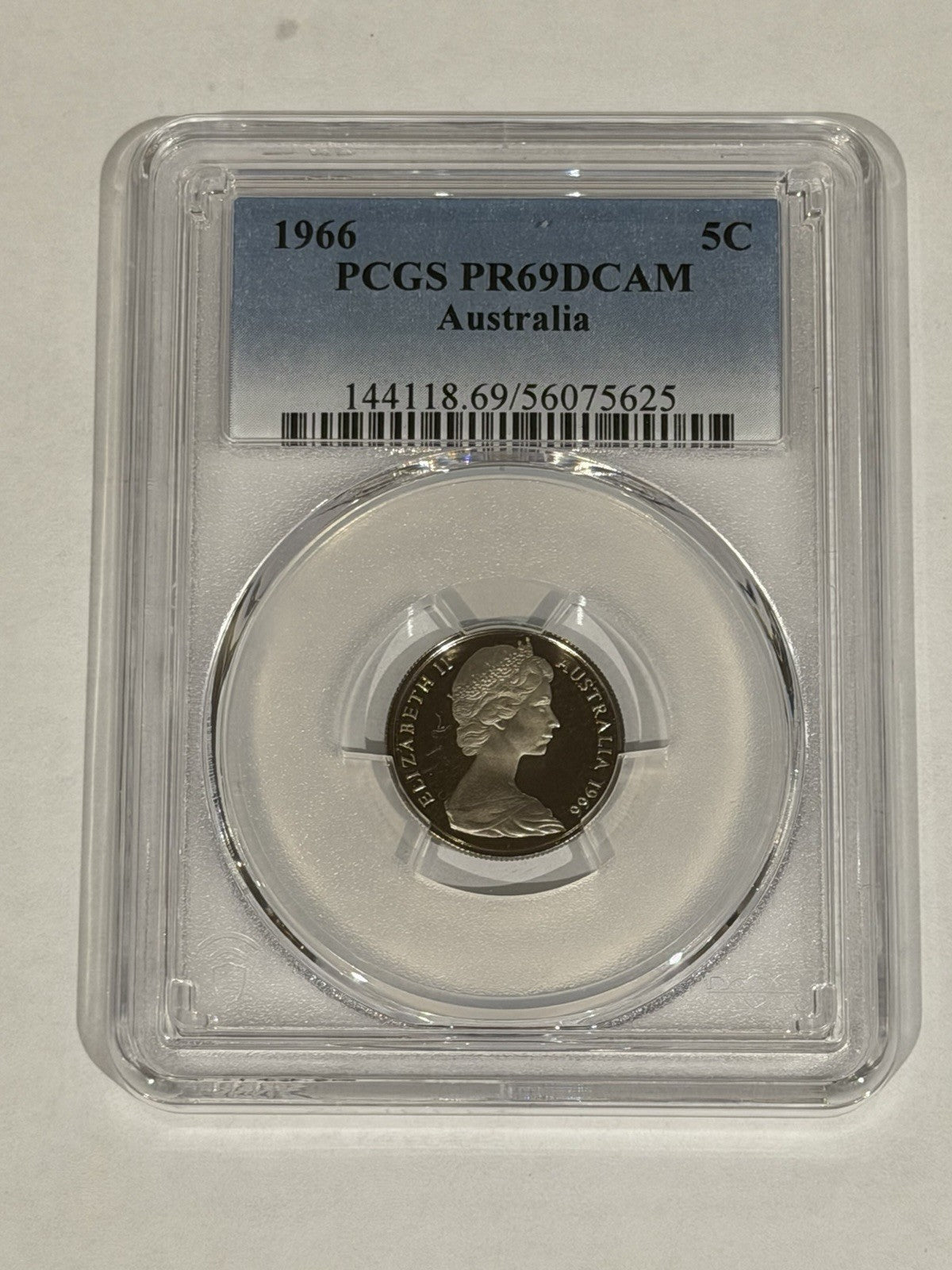 Australia 1966 5c Five Cents PCGS Graded PR69DCAM Proof Coin