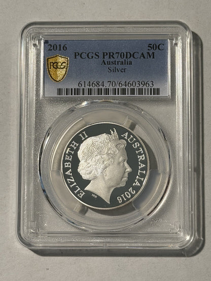 Australia 2016 Round 50c Fifty Cents Fine Silver Proof PCGS Graded PR70DCAM FDC