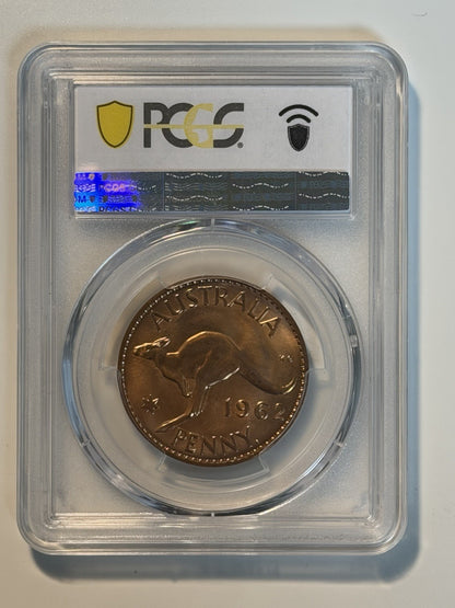 Australia 1962(p) Y. Proof One Penny 1d PCGS Graded PR65RD Red Copper Coin (49318885)