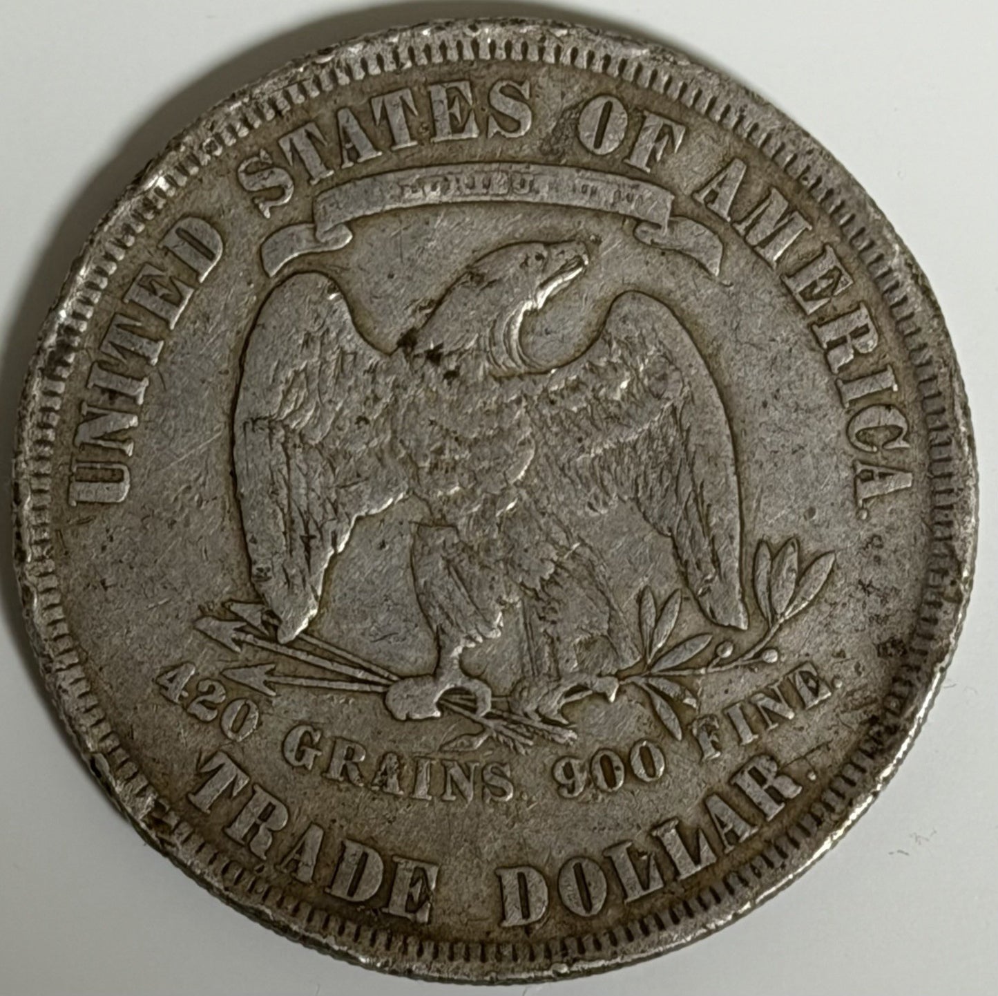 United States USA 1877 Trade Dollar .900 Silver Coin VF