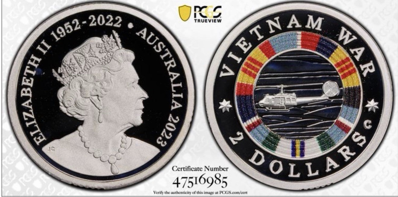 2023 C Mintmark Australia $2 Coin Vietnam War Silver PCGS Graded PR69DCAM
